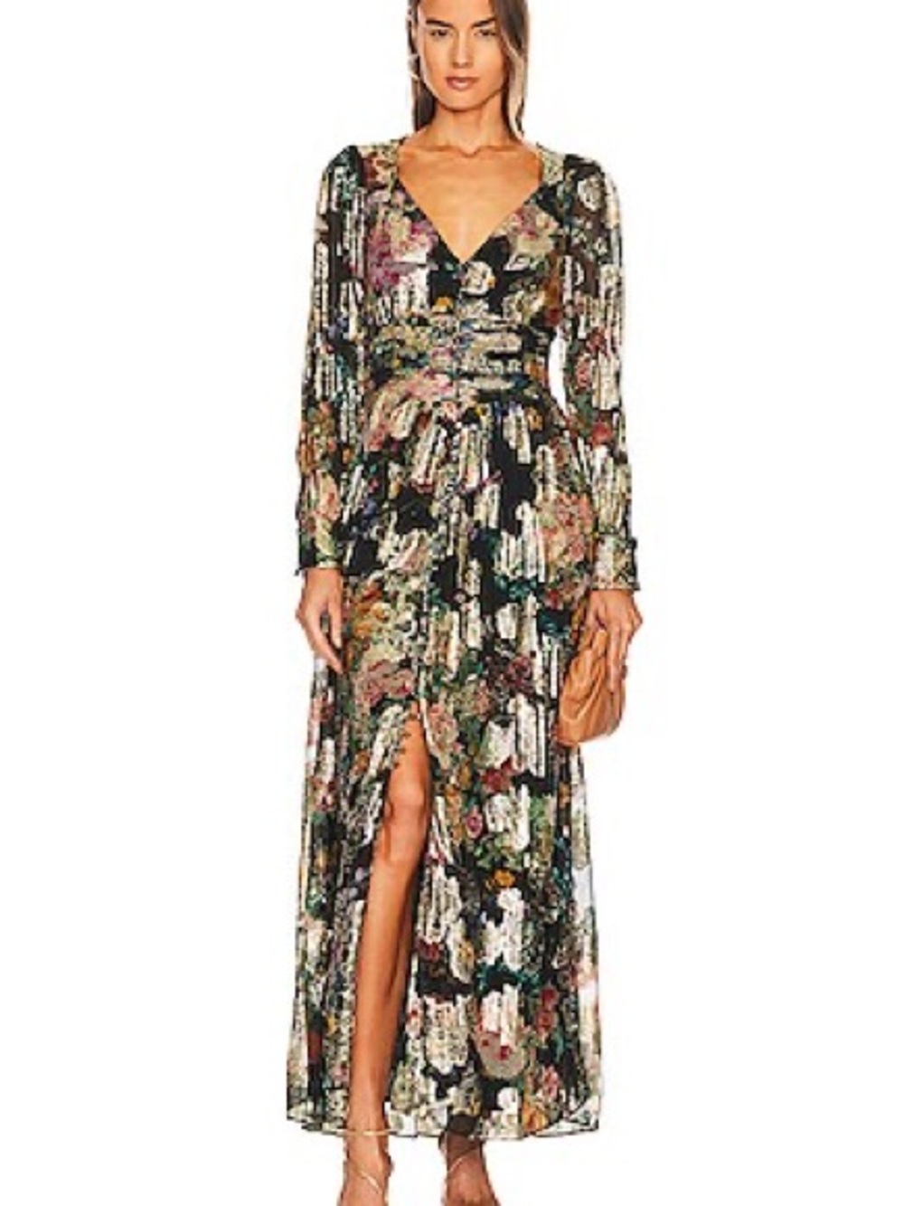 Hemant & Nandita Metallic Floral Maxi Dress Size M